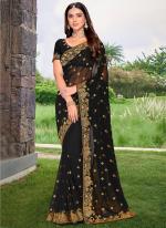 Black Georgette Party Wear Embroidery Work Saree