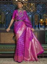 Purple Pure Satin Party Wear Handloom Saree