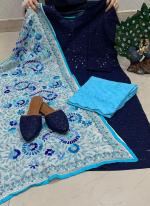 Navy blue Cambric Cotton Festival Wear Sequins Work Readymade Salwar Suit