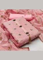 Pink Semi Modal Casual Wear Sequins Work Dress Material