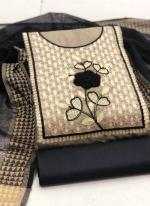 Cream Slub Cotton Daily Wear Embroidery Work Dress Material