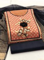 Orange Slub Cotton Daily Wear Embroidery Work Dress Material