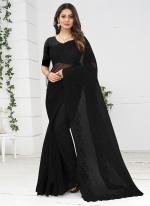 Black Net Wedding Wear Coding Work Saree