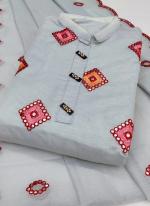 Grey Semi Modal Casual Wear Embroidery Work Dress Material