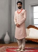 Pink Lucknowi Reception Wear Embroidery Work Sherwani