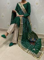 Bottle green Cambric Cotton Party Wear Sequins Work Readymade Salwar Suit