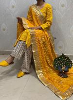 Yellow Cambric Cotton Party Wear Sequins Work Readymade Salwar Suit