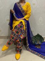 Yellow Cambric Cotton Traditional Wear Sequins Work Readymade Salwar Suit