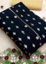 Navy blue Modal Casual Wear Embroidery Work Dress Material