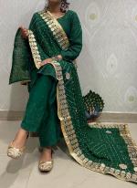 Green Cambric Cotton Party Wear Embroidery Work Readymade Salwar Suit