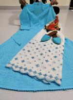 Sky Blue Pure Cotton Festival Wear Sequins Work Kurti With Sharara