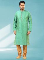 Green Jaqurd silk brocade Party Wear Fancy Kurta Pajama