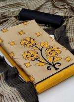 Yellow PC Cotton Daily Wear Embroidery Work Dress Material