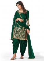 Green Soft Silk Traditional Wear Mirror Work Patiyala Suit