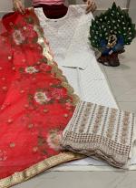 White Pure Cambric Festival Wear Sequins Work Readymade Salwar Suit