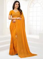 Mustard Chiffon Wedding Wear Swarovski Work Saree