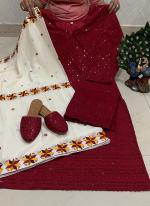 Maroon Cambric Cotton Festival Wear Sequins Work Readymade Salwar Suit