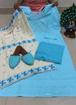 Sky Blue Cambric Cotton Festival Wear Sequins Work Readymade Salwar Suit