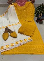 Yellow Cambric Cotton Festival Wear Sequins Work Readymade Salwar Suit