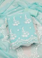 Sky Blue Georgette Festival Wear Embroidery Work Dress Material