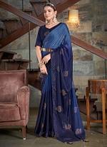 Navy Blue Rangoli Silk Traditional Wear Swarovski Work Saree