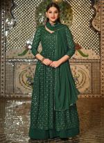 Green Real Georgette Reception Wear Embroidery Work Readymade Salwar Suit