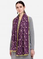 Purple Khadi Casual Wear Embroidery Work Dupatta
