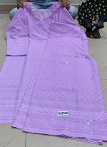 Purple Cambric Cotton Party Wear Sequins Work Kurti With Sharara