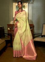 Yellow Pure Linen Party Wear Weaving Saree