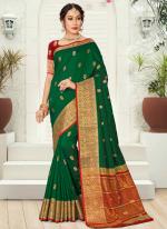 Dark Green Silk Traditional Wear Weaving Saree