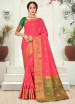 Pink Silk Traditional Wear Weaving Saree