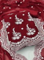 Maroon Georgette Traditional Wear Embroidery Work Dress Material
