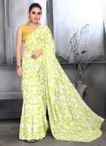 Yellow Faux Georgette Casual Wear Digital Printed Saree