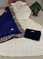 Navy Blue Cambric Cotton Party Wear Sequins Work Readymade Salwar Suit