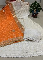 Orange Cambric Cotton Party Wear Sequins Work Readymade Salwar Suit