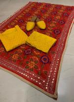 Mustard Cambric Cotton Traditional Wear Sequins Work Readymade Salwar Suit