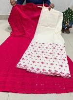 Pink Cambric Cotton Festival Wear Sequins Work Kurti With Sharara