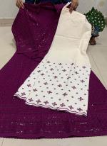 Wine Cambric Cotton Festival Wear Sequins Work Kurti With Sharara