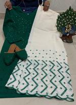 Green Cambric Cotton Traditional Wear Sequins Work Kurti With Sharara