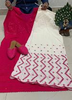 Pink Cambric Cotton Traditional Wear Sequins Work Kurti With Sharara