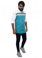 Sky Blue Cotton Casual Wear Fancy Shirt