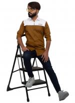 Brown Cotton Casual Wear Fancy Shirt