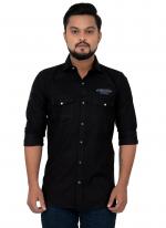 Black Cotton Casual Wear Fancy Shirt