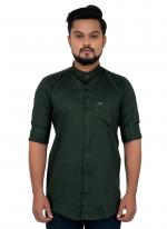 Bottle Green Cotton Casual Wear Fancy Shirt