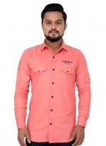 Pink Cotton Casual Wear Fancy Shirt