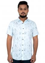 White Cotton Casual Wear Printed Work Shirt