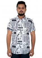 White Cotton Casual Wear Printed Work Shirt