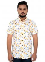 Yellow Cotton Casual Wear Printed Work Shirt