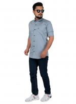 Grey Cotton Casual Wear Plain Shirt