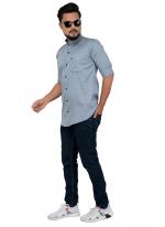 Grey Cotton Casual Wear Plain Shirt